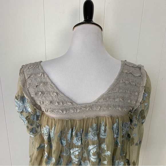Free People Sheer Meadows Bodysuit Women’s Size XS Embroidered Blue Green NWT - Picture 10 of 15